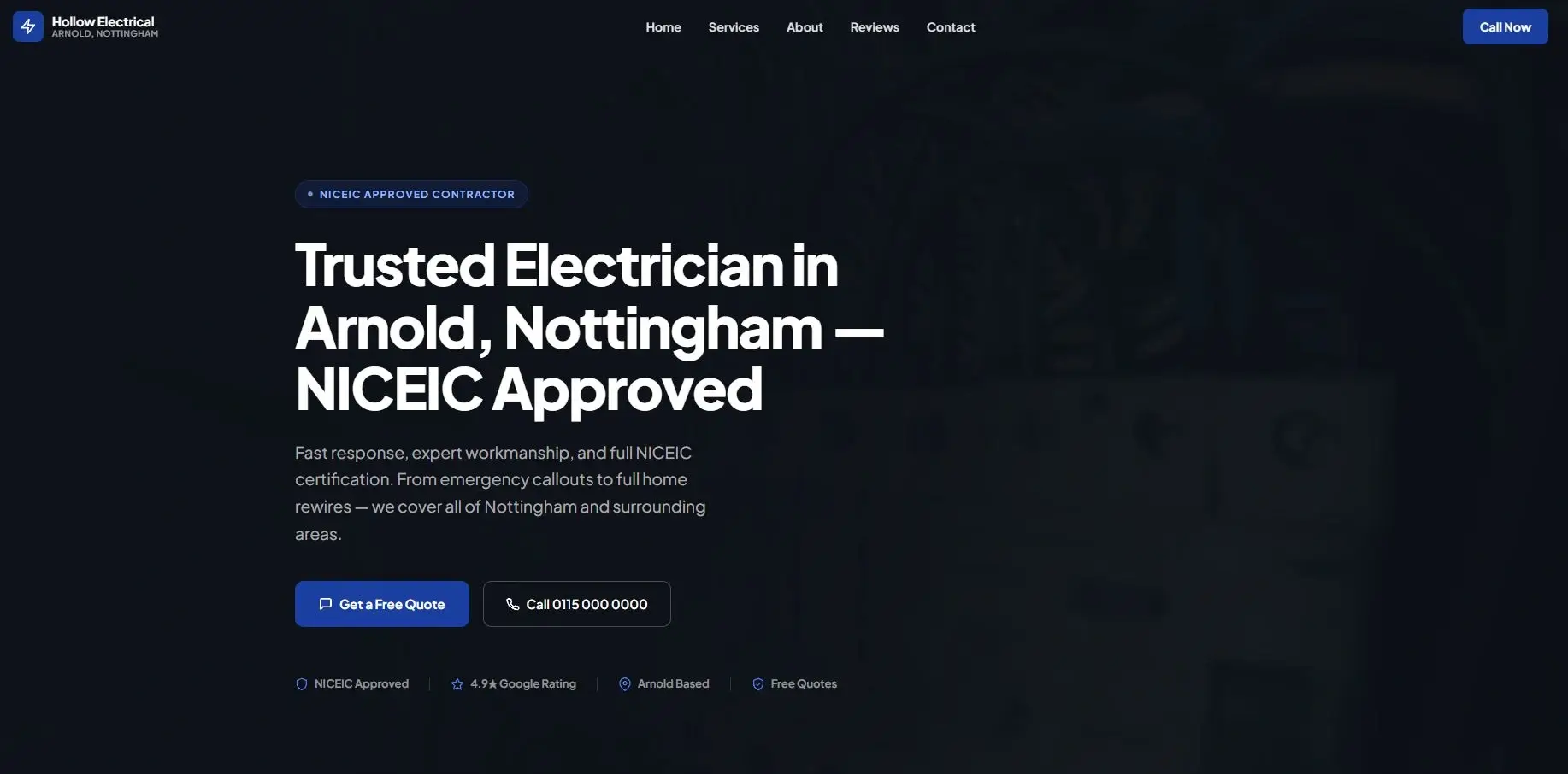 Hollow Electrical website preview